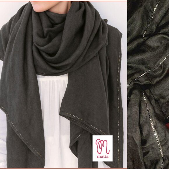 Rare, stunning MATTA NY Cashmere Pashmina scarf/wrap, crystal trim - Picture 1 of 8